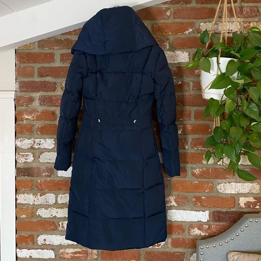 Cole Haan Signature Down & FeatherHooded Puffer Coat Dark Navy New Size XS - Picture 4 of 12